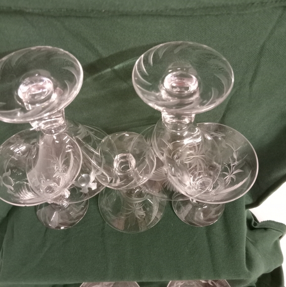 6 Vintage Duncan & Miller Crystal W/Frosty Etchings Liquor/Cocktail Stem Glasses - Picture 5 of 8